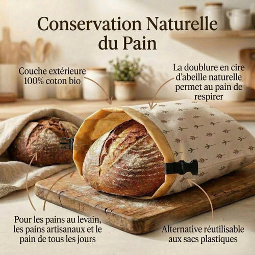 Sacs à Pain Premium 100% coton et cire d'abeille